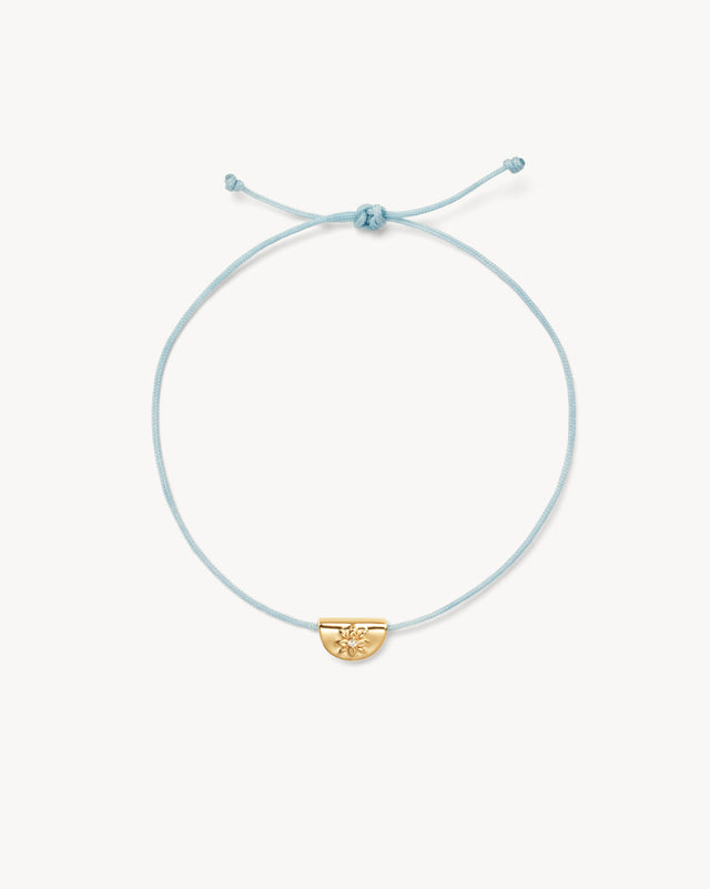 18k Gold Vermeil Lotus of Hope Cord Bracelet - Cloud Blue