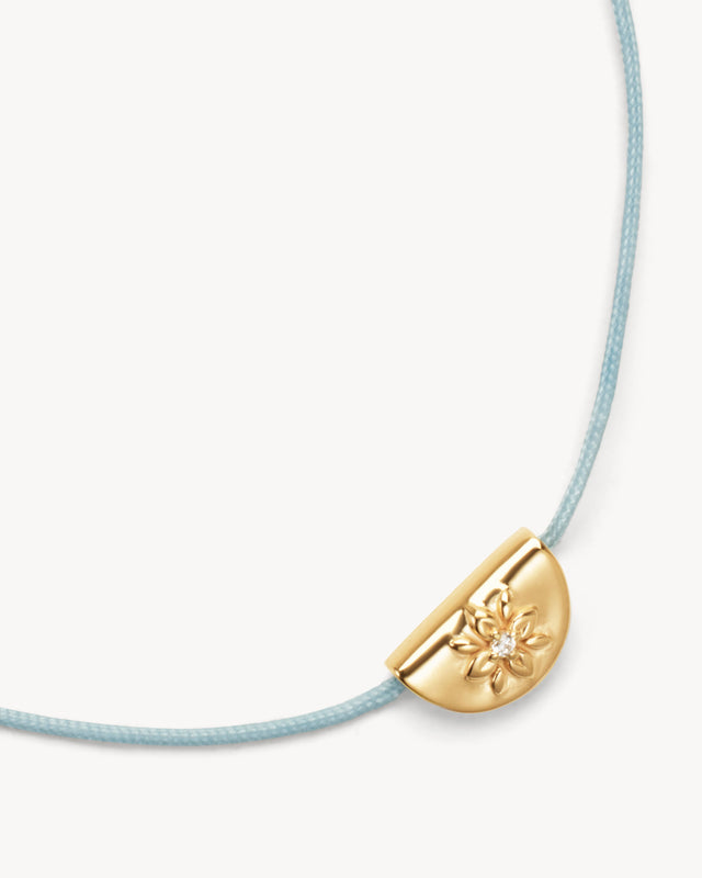 18k Gold Vermeil Lotus of Hope Cord Bracelet - Cloud Blue