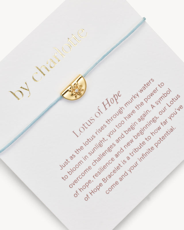 18k Gold Vermeil Lotus of Hope Cord Bracelet - Cloud Blue