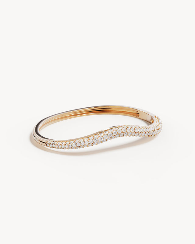 18k Gold Vermeil Crystal Wave Bangle