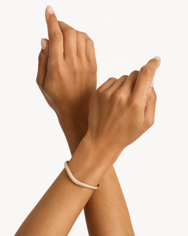 18k Gold Vermeil Crystal Wave Bangle