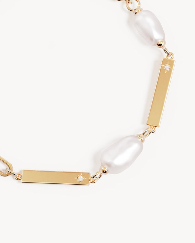 18k Gold Vermeil Connected By Love Pearl Bracelet