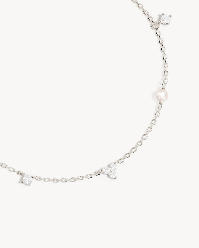 Sterling Silver Moonlit Bloom Pearl Bracelet