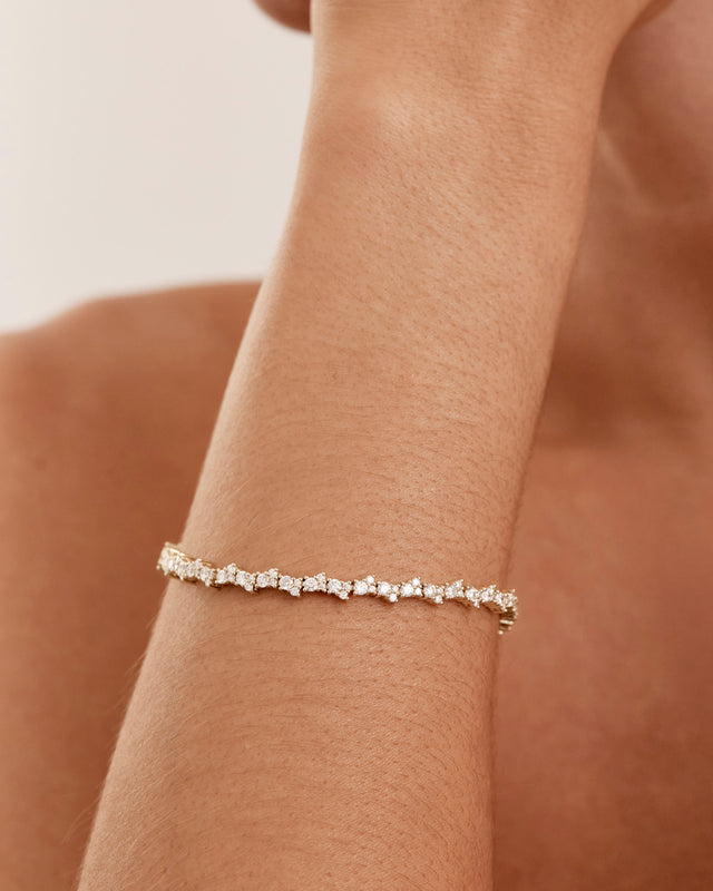 9k Solid Gold Sunlit Dew 3ct Lab-Grown Diamond Tennis Bracelet