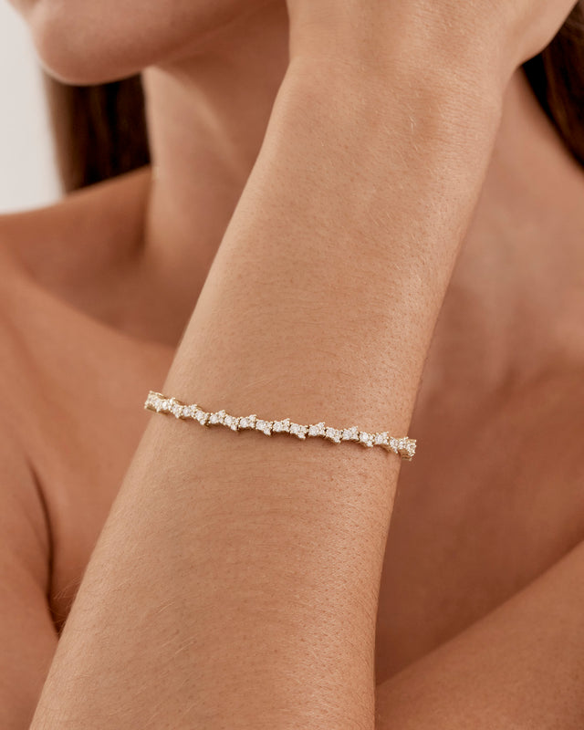 9k Solid Gold Sunlit Dew 3ct Lab-Grown Diamond Tennis Bracelet