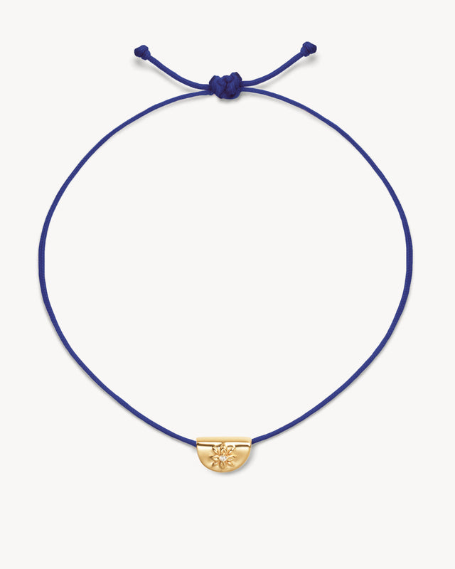 18k Gold Vermeil Lotus of Hope Cord Bracelet - Dark Blue