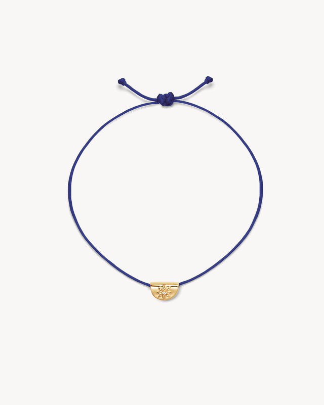 18k Gold Vermeil Lotus of Hope Cord Bracelet - Dark Blue