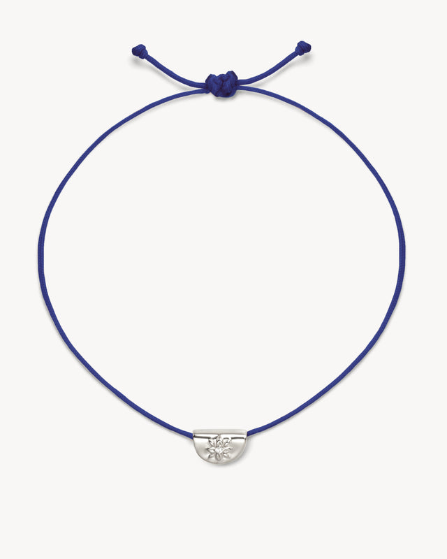 Sterling Silver Lotus of Hope Cord Bracelet - Dark Blue