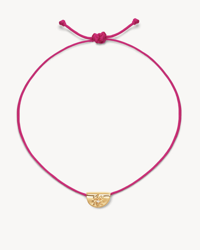 18k Gold Vermeil Lotus of Hope Cord Bracelet - Hot Pink