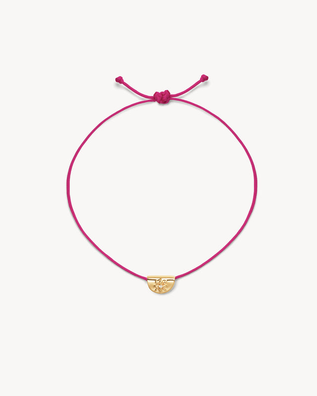 18k Gold Vermeil Lotus of Hope Cord Bracelet - Hot Pink