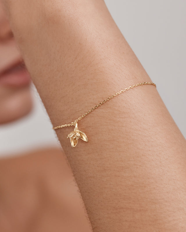 18k Gold Vermeil Snowdrop January Birth Flower Bracelet
