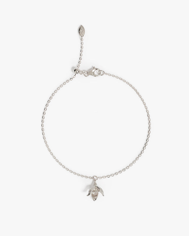 Sterling Silver Snowdrop January Birth Flower Bracelet