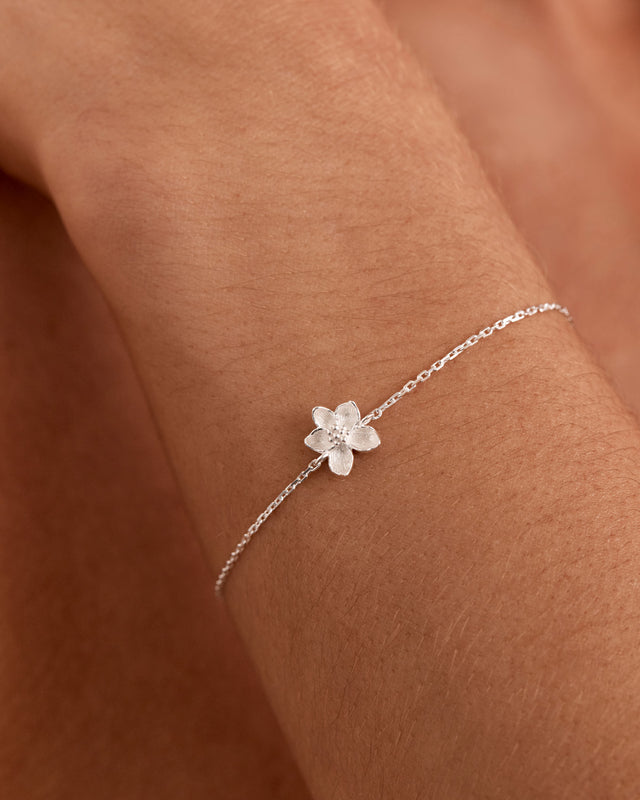 Sterling Silver Violet February Birth Flower Bracelet
