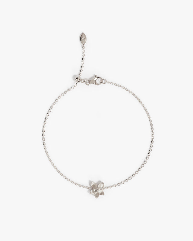 Sterling Silver Violet February Birth Flower Bracelet