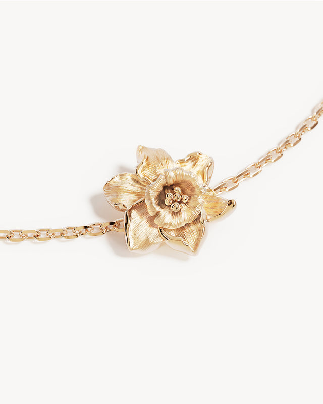 18k Gold Vermeil Daffodil March Birth Flower Bracelet