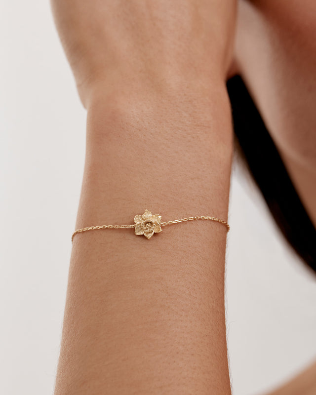 18k Gold Vermeil Daffodil March Birth Flower Bracelet
