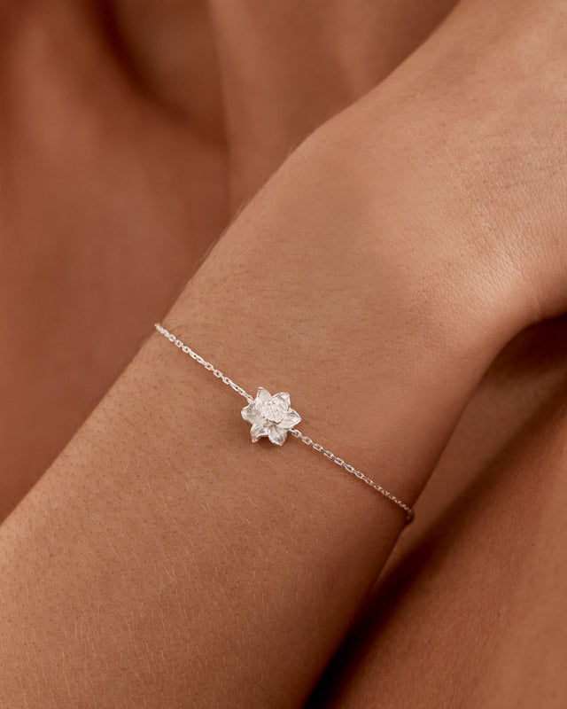 Sterling Silver Daffodil March Birth Flower Bracelet