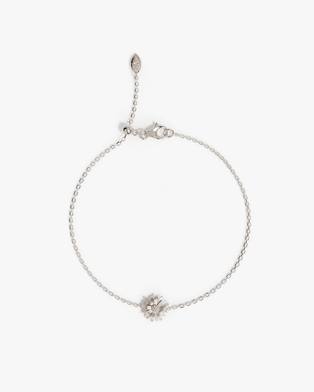 Sterling Silver Daisy April Birth Flower Bracelet