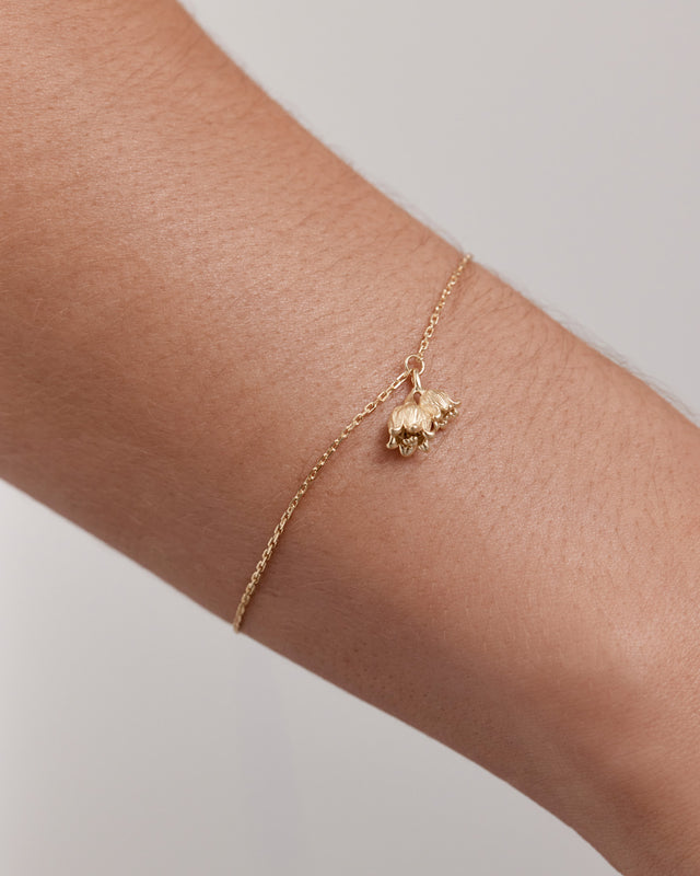 18k Gold Vermeil Lily of the Valley May Birth Flower Bracelet