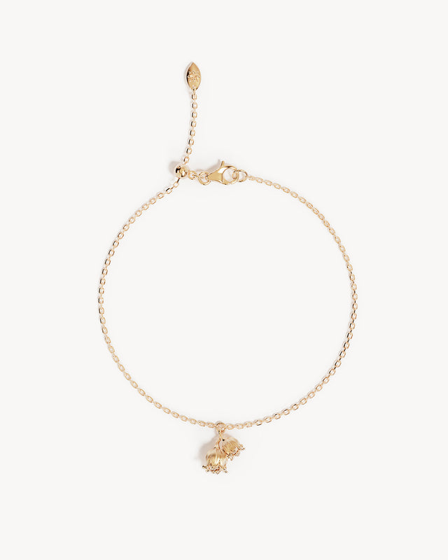 18k Gold Vermeil Lily of the Valley May Birth Flower Bracelet