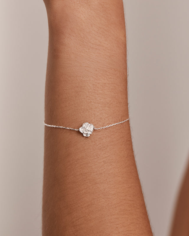 Sterling Silver Rose June Birth Flower Bracelet