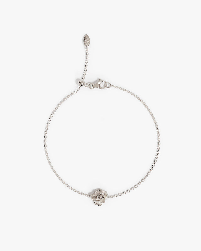 Sterling Silver Rose June Birth Flower Bracelet