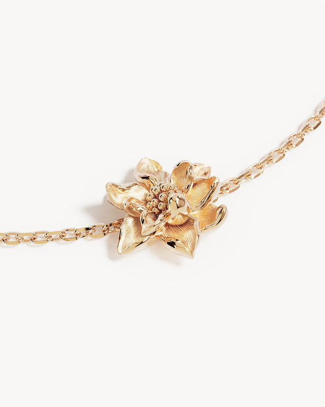18k Gold Vermeil Water Lily July Birth Flower Bracelet