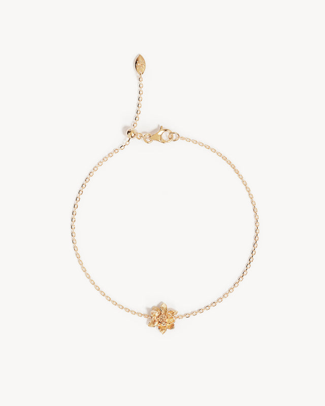 18k Gold Vermeil Water Lily July Birth Flower Bracelet