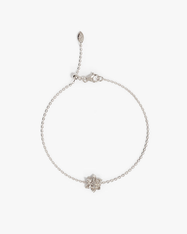 Sterling Silver Water Lily July Birth Flower Bracelet