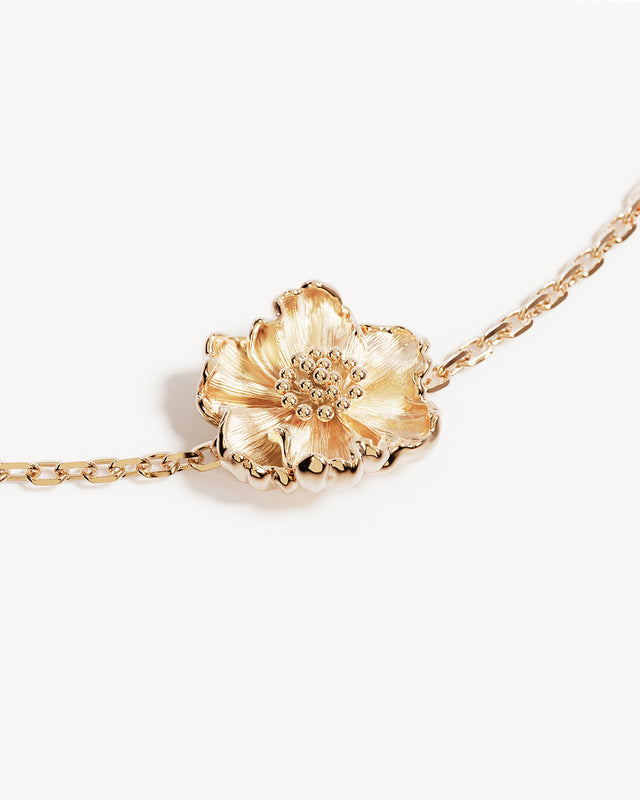 18k Gold Vermeil Poppy August Birth Flower Bracelet