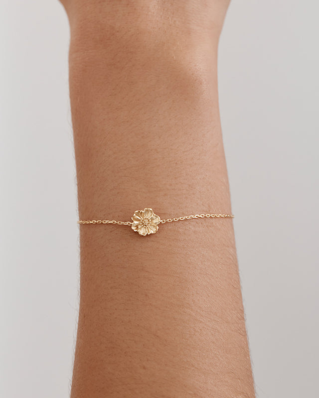 18k Gold Vermeil Poppy August Birth Flower Bracelet