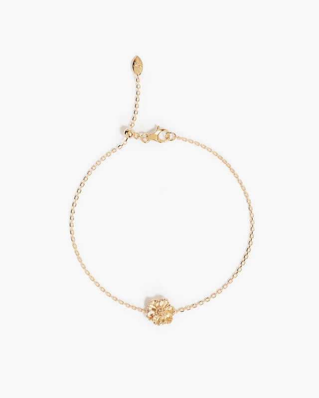 18k Gold Vermeil Poppy August Birth Flower Bracelet