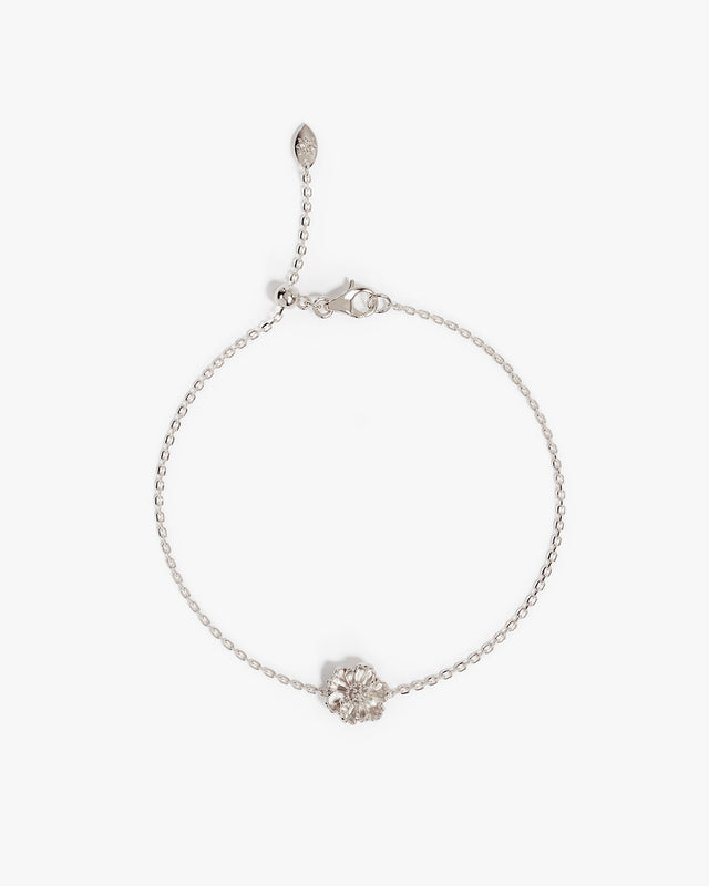 Sterling Silver Poppy August Birth Flower Bracelet