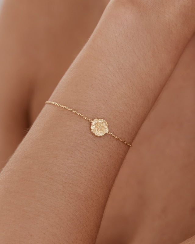 18k Gold Vermeil Morning Glory September Birth Flower Bracelet