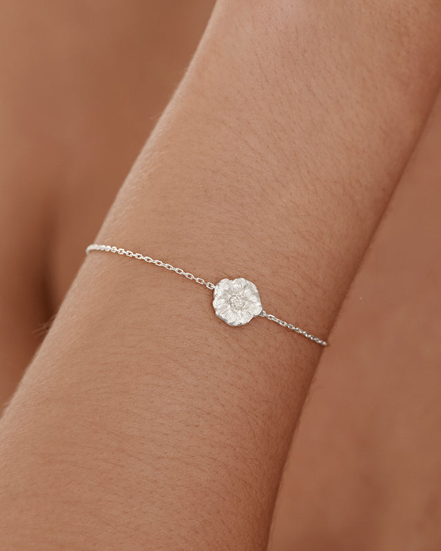 Sterling Silver Morning Glory September Birth Flower Bracelet