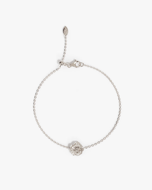 Sterling Silver Morning Glory September Birth Flower Bracelet
