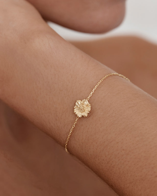 18k Gold Vermeil Cosmos October Birth Flower Bracelet