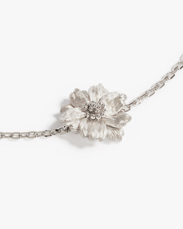 Sterling Silver Cosmos October Birth Flower Bracelet