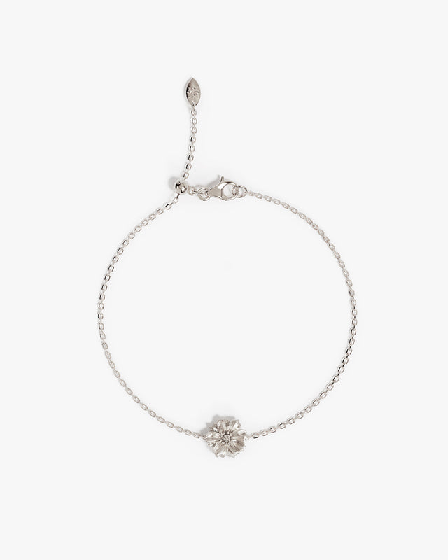 Sterling Silver Cosmos October Birth Flower Bracelet