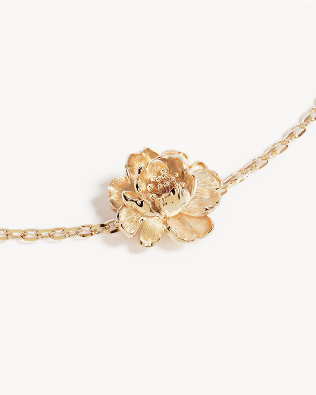 18k Gold Vermeil Peony November Birth Flower Bracelet