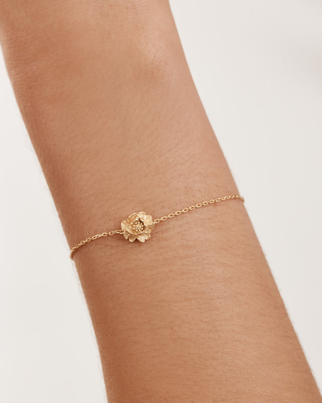 18k Gold Vermeil Peony November Birth Flower Bracelet