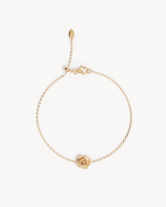 18k Gold Vermeil Peony November Birth Flower Bracelet