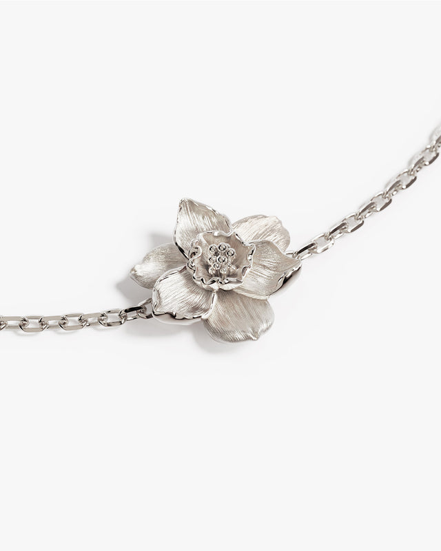 Sterling Silver Narcissus December Birth Flower Bracelet