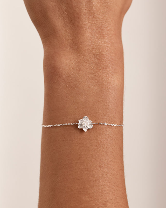 Sterling Silver Narcissus December Birth Flower Bracelet