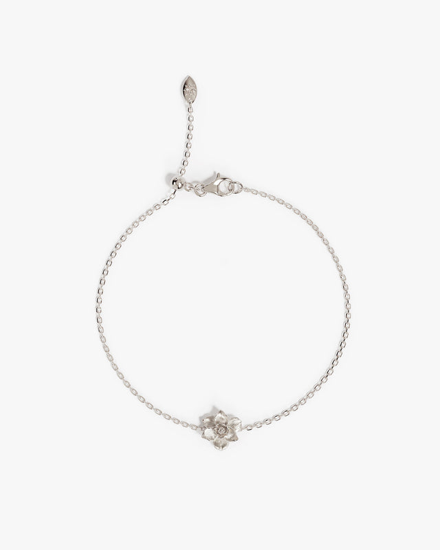 Sterling Silver Narcissus December Birth Flower Bracelet