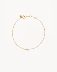 14k Solid Gold Crystal Lotus Flower Bracelet