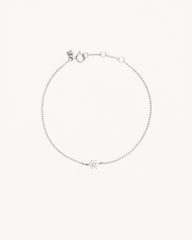 14k Solid White Gold Crystal Lotus Flower Bracelet