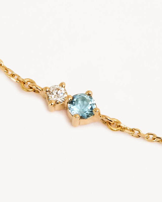 14k Solid Gold Magic Within Birthstone Diamond Bracelet - March - Aquamarine