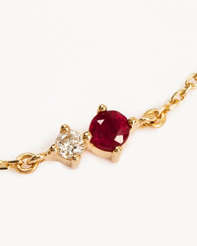 14k Solid Gold Magic Within Birthstone Diamond Bracelet - July - Ruby