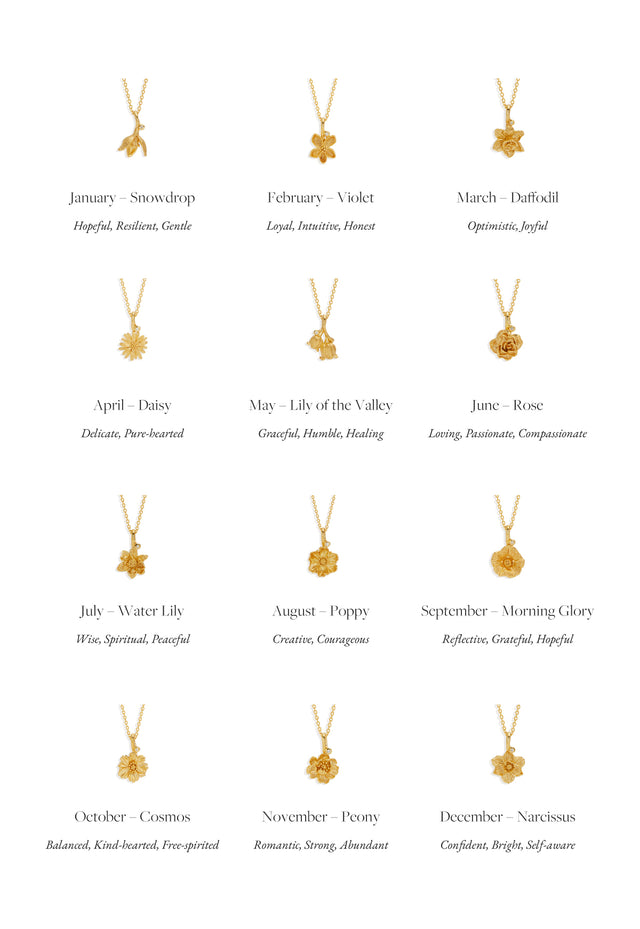 18k Gold Vermeil Cosmos October Birth Flower Necklace